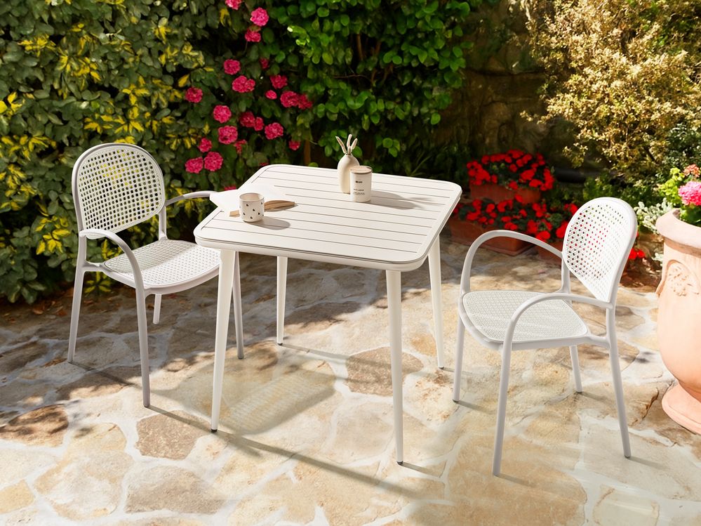 Mesa de jardín NATURNO 80 cm 80 cm Metal Beige claro