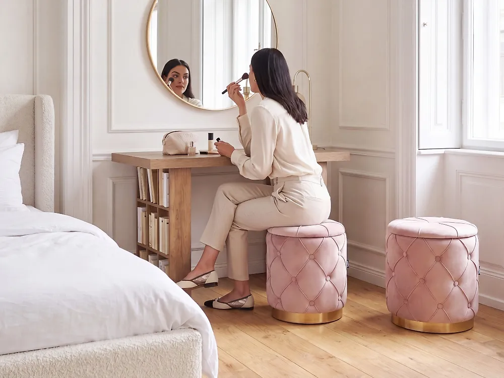 Lot de 2 poufs avec rangement PUEBLO Velours Taupe_1177967