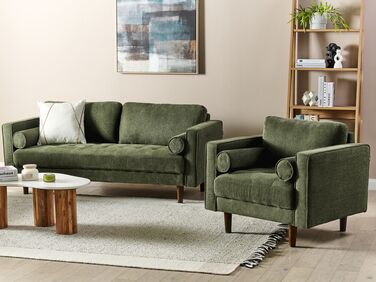 4 Seater Fabric Living Room Set Green NURMO