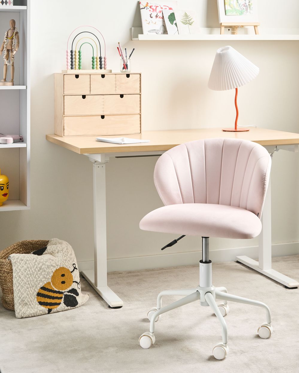 Sedia da scrivania CHEERFUL Velluto Rosa pastello