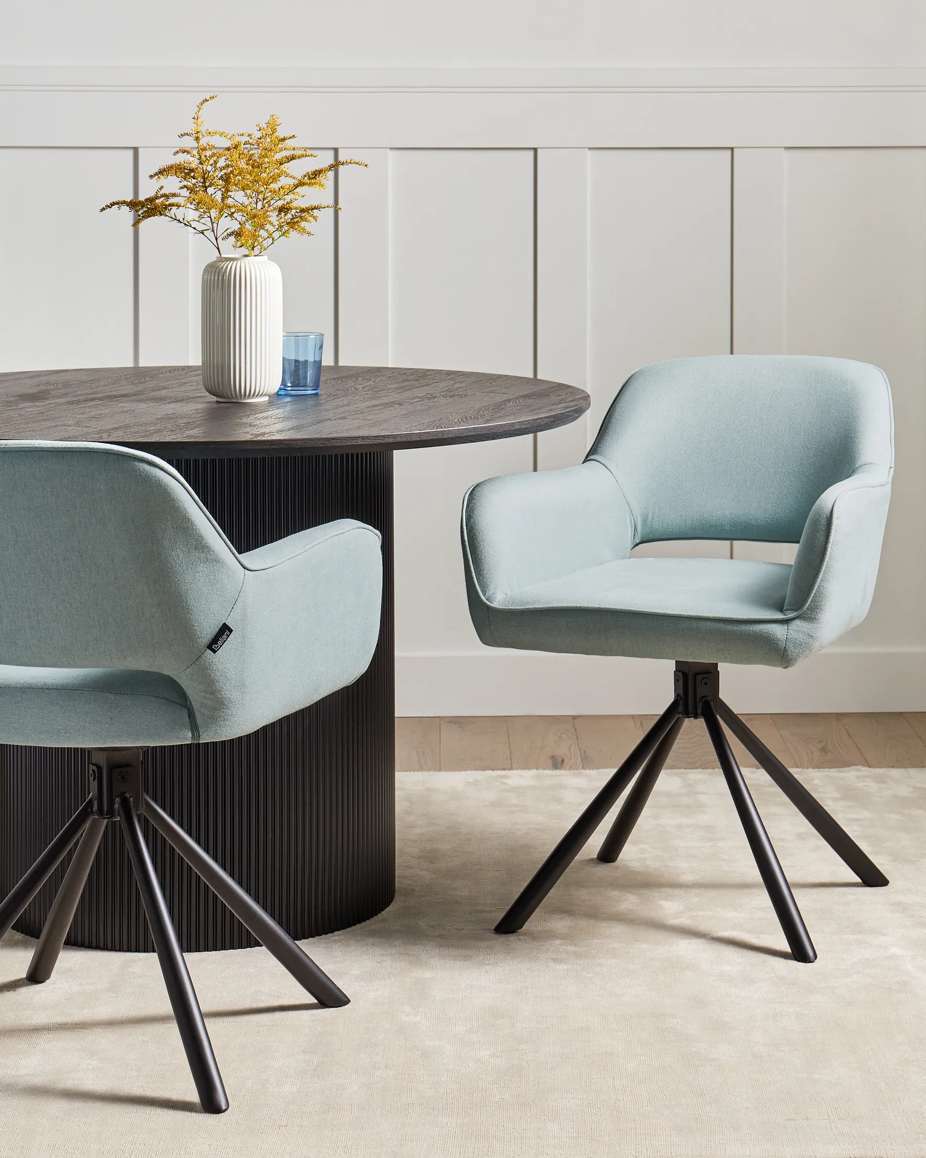 Set of 2 Dining Chairs Swivel LOURES Fabric Light Blue_945176