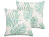 Set of 2 Outdoor Cushions Leaf Pattern 45 x 45 cm Beige and Green POGGIO_881066