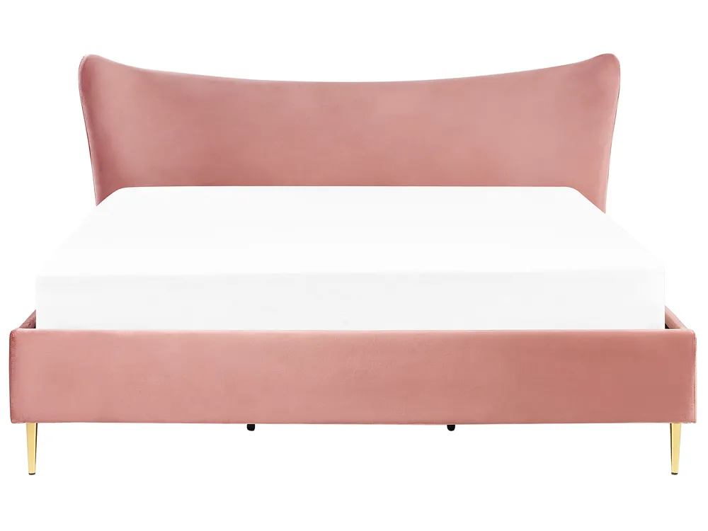 Letto Velluto CHALEIX 180 x 200 cm Rosa pesca_857023