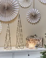 Zestaw 2 dekoracji świątecznych LED NEIDEN 52/38 cm Choinka Srebrny_812528