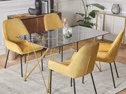 Dining Table KENTON Black Marble 140 cm 80 cm Tempered Glass_785245