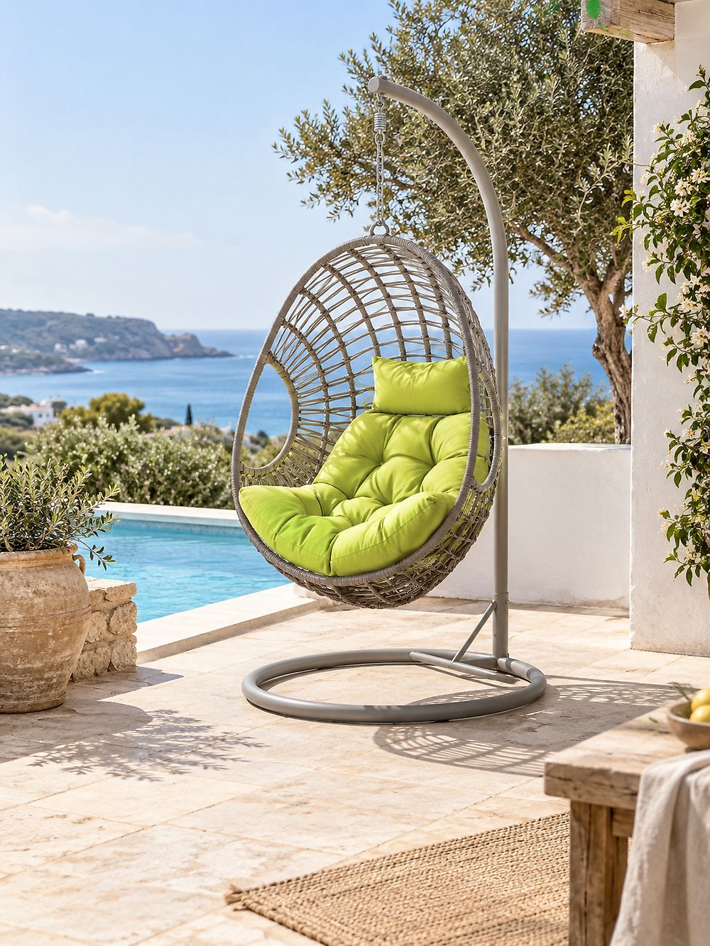 Hængestol med stativ ARPINO PE-rattan Beige