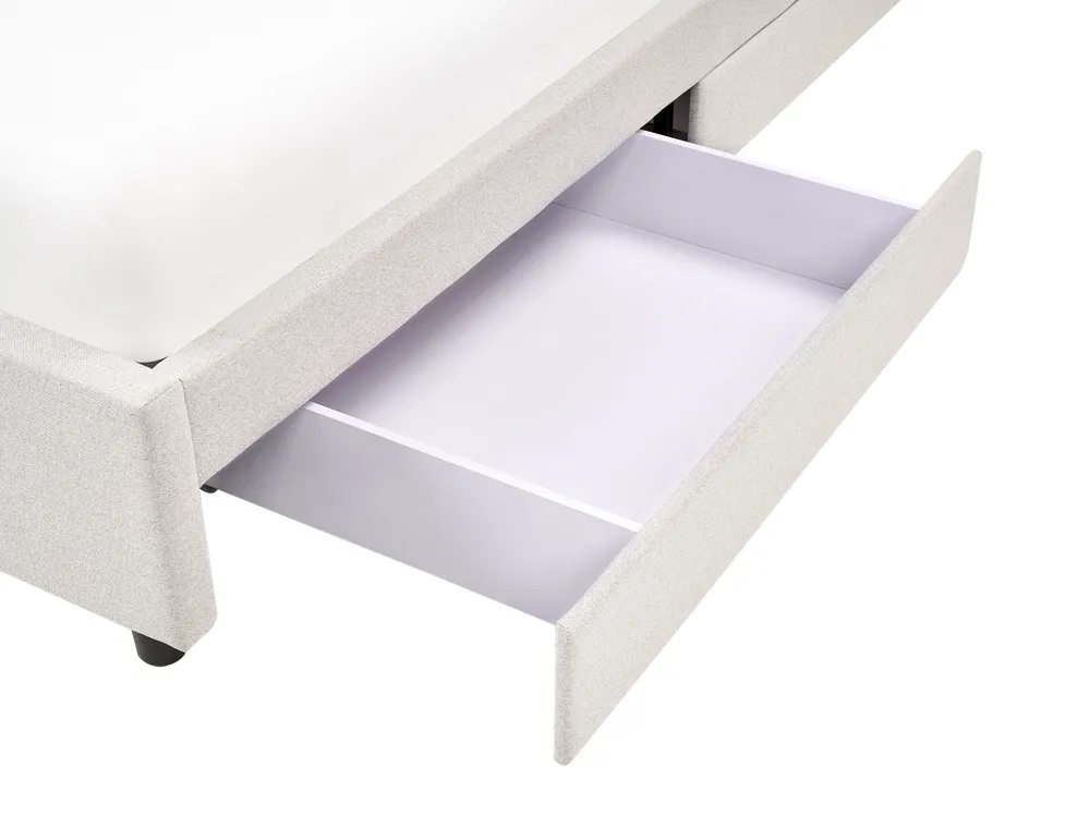 Bed with Storage Drawers without Headboard PRADES Fabric Light Beige 180 x 200 cm (EU Super King)_996159