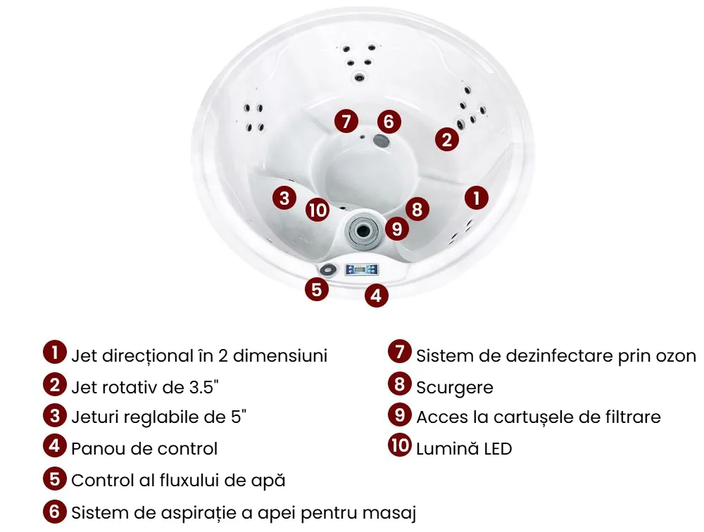 Jacuzzi exterior cu LED MARFIL Gri închis_1076330