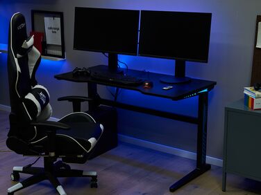 Gaming Desk with RGB LED Lights 120 x 60 cm Black DORAN