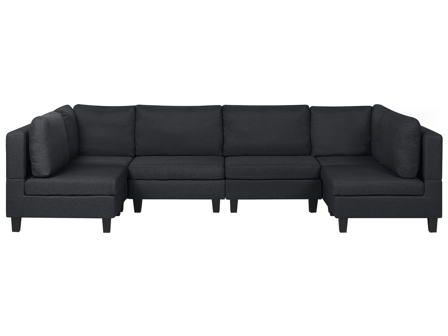 6 Seater U-Shaped Modular Fabric Sofa Black FEVIK_781308