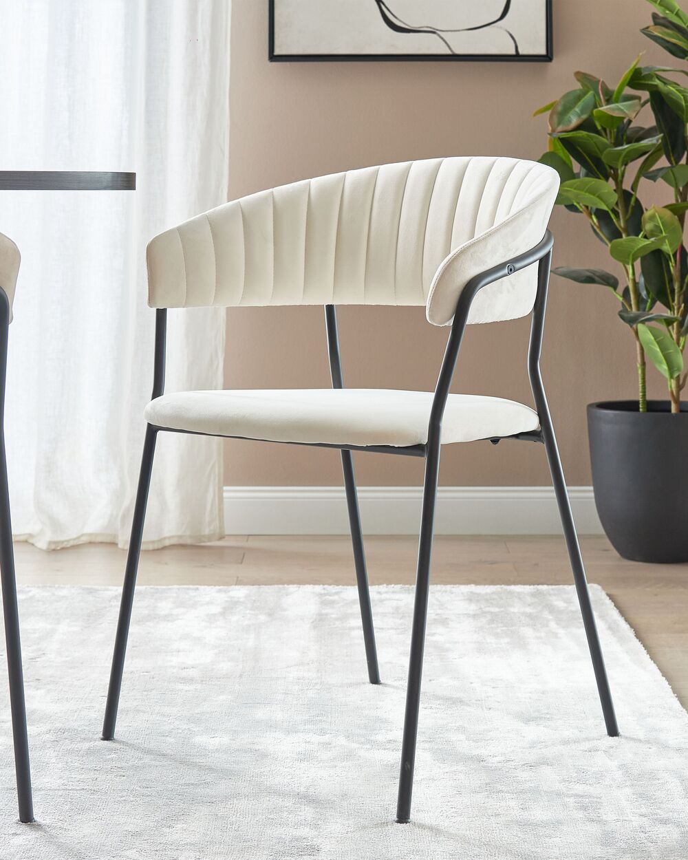 Sæt med 2 spisebordsstole MARIPOSA Velour Cremehvid