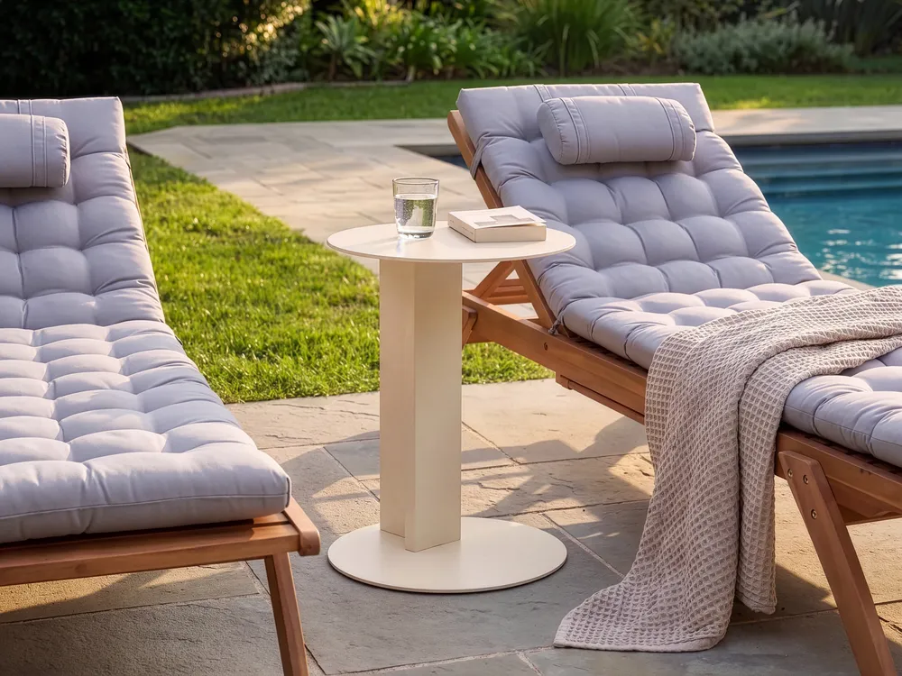 Garden Side Table VANZAGO 40 cm 40 cm Metal Beige_1094906