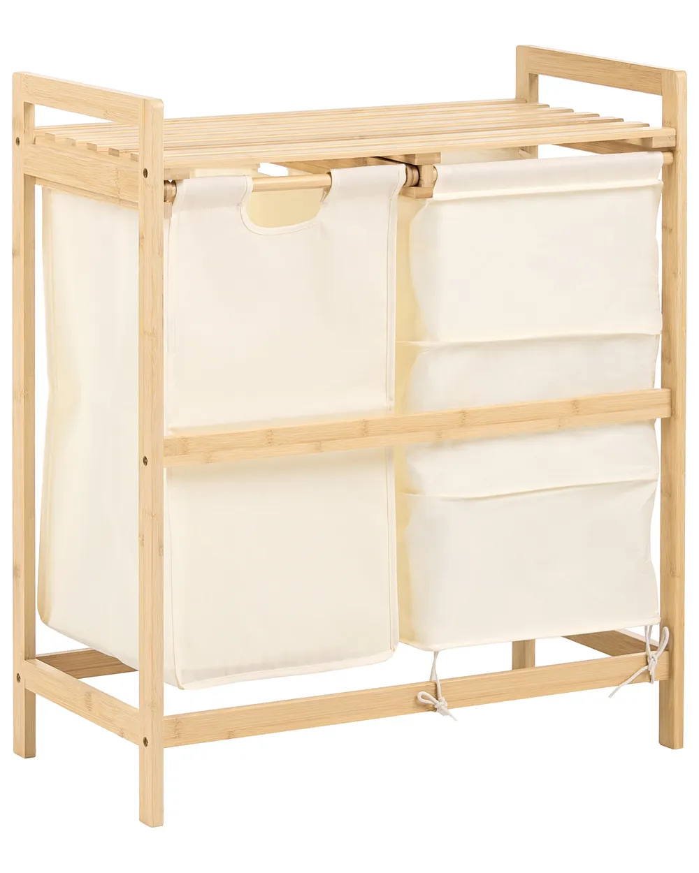 Cesto per la biancheria TOROTAL Bambù Marrone chiaro/Bianco 120 L_1136664