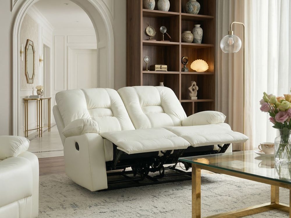 Manual Recliner Sofa 2 Seater BERGEN Faux Leather White