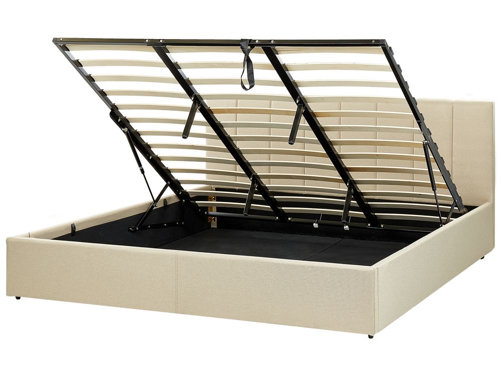 Ottoman Bed DREUX Fabric Beige 180 x 200 cm (EU Super King)