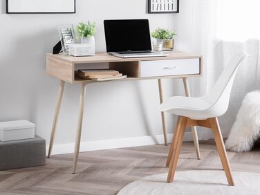 1 Drawer Home Office Desk with Shelf 100 x 48 cm Light Wood DEORA