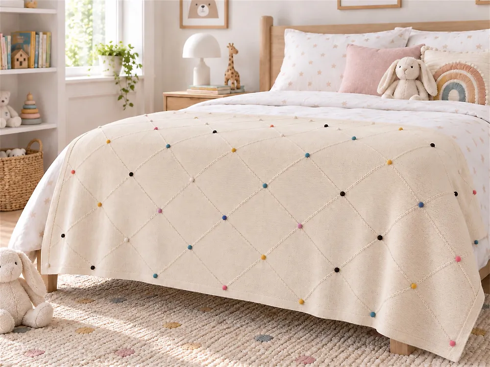 Blanket GAIDAR Cotton 130 x 170 cm Beige_1183962