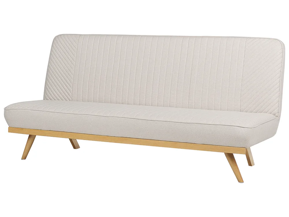 Sofa Bed 2 Seater KALFAFEL Fabric Light Beige_907877