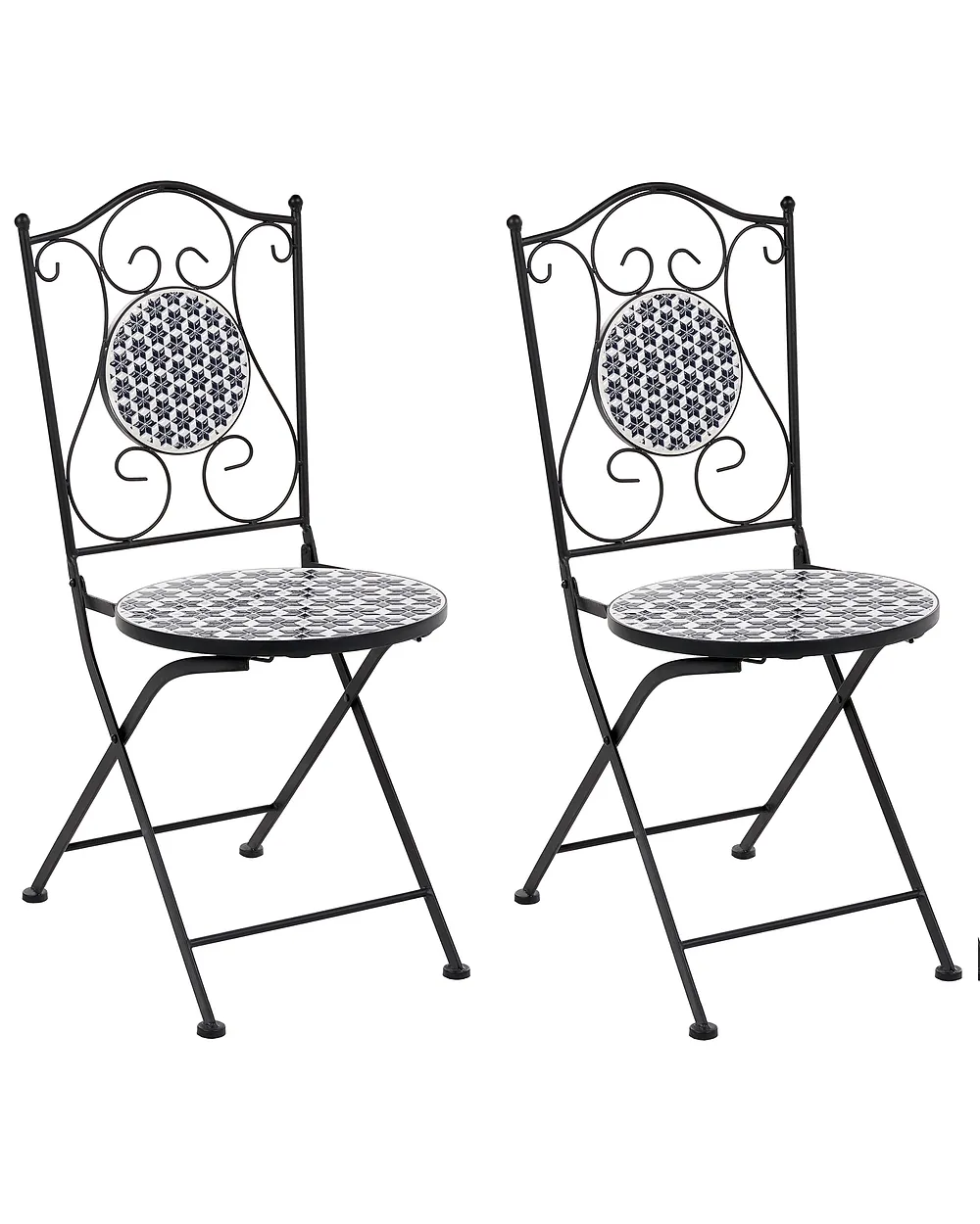 Set de 2 scaune de grădină SIROLO Pliabil Metal Alb/Albastru