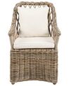 Gartensessel Rattan natürlich 2er Set Auflagen hellbeige MAROS II_932918