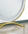 Schminktisch mit rundem LED-Spiegel Hocker 2 Schubladen dunkelgrün / gold VINAX_845141