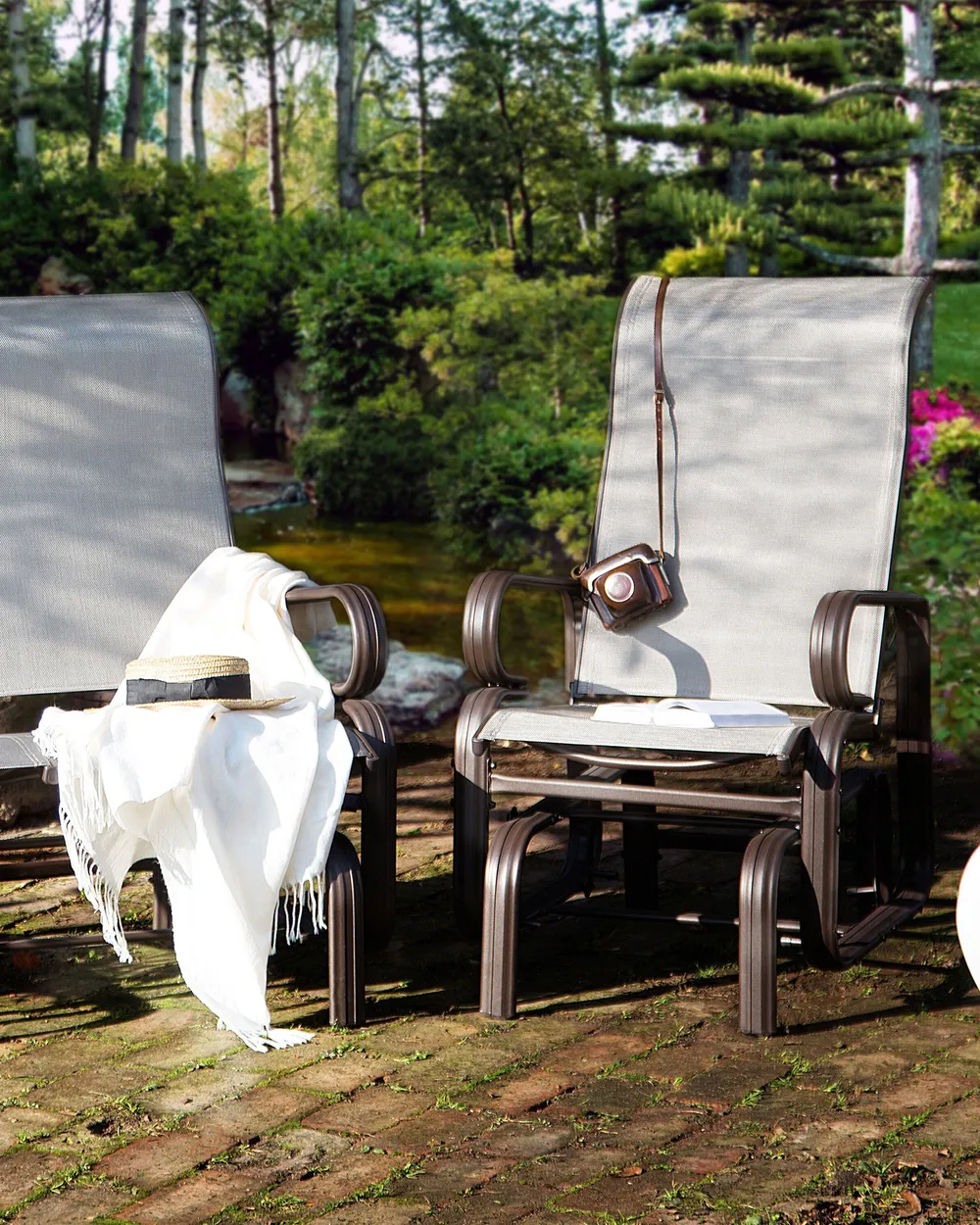 Garden Chair BORGIO Metal Brown/ Grey