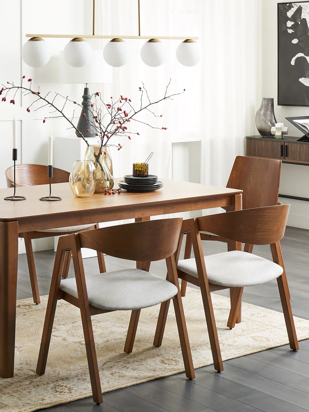 Dining Table LOTTIE Dark Walnut 160 cm 90 cm - Beliani.co.uk