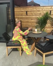 Garden Dining Set 4 Seater OLBIA with Cushions Concrete Black_1170196