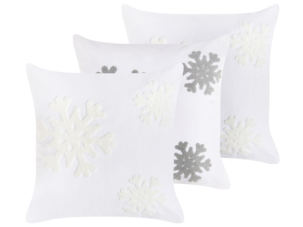 Dekokissen 3er Set NORIN 45 x 45 cm Weiß Weihnachtsmotiv