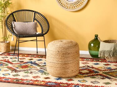 Jute Woven Pouffe Beige DALAMA