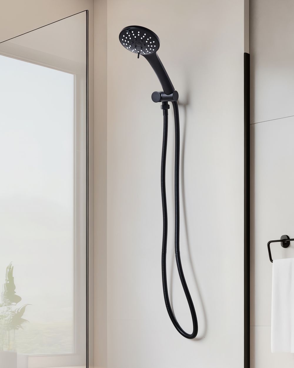Shower Head and Hose Kit CHURUN 4-function Black