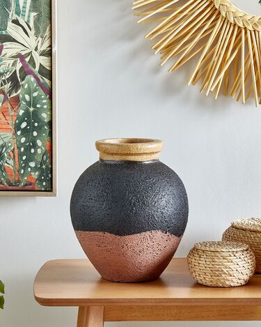 Terracotta Decorative Vase 31 cm Black and Pink DAULIS