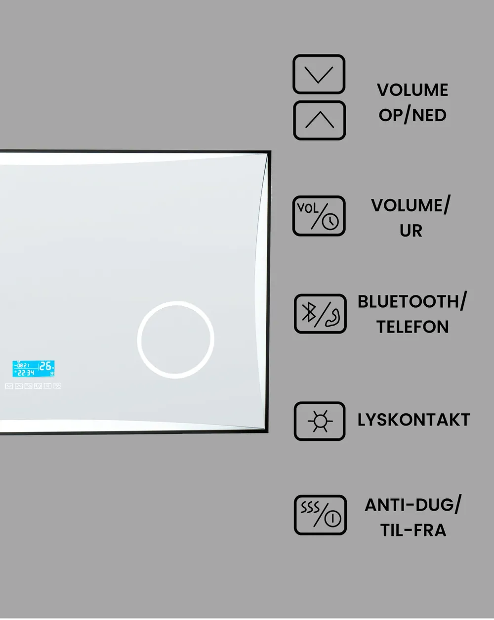 LED-badeværelsesspejl ONLAY 100 cm 60 cm Sølv_940477