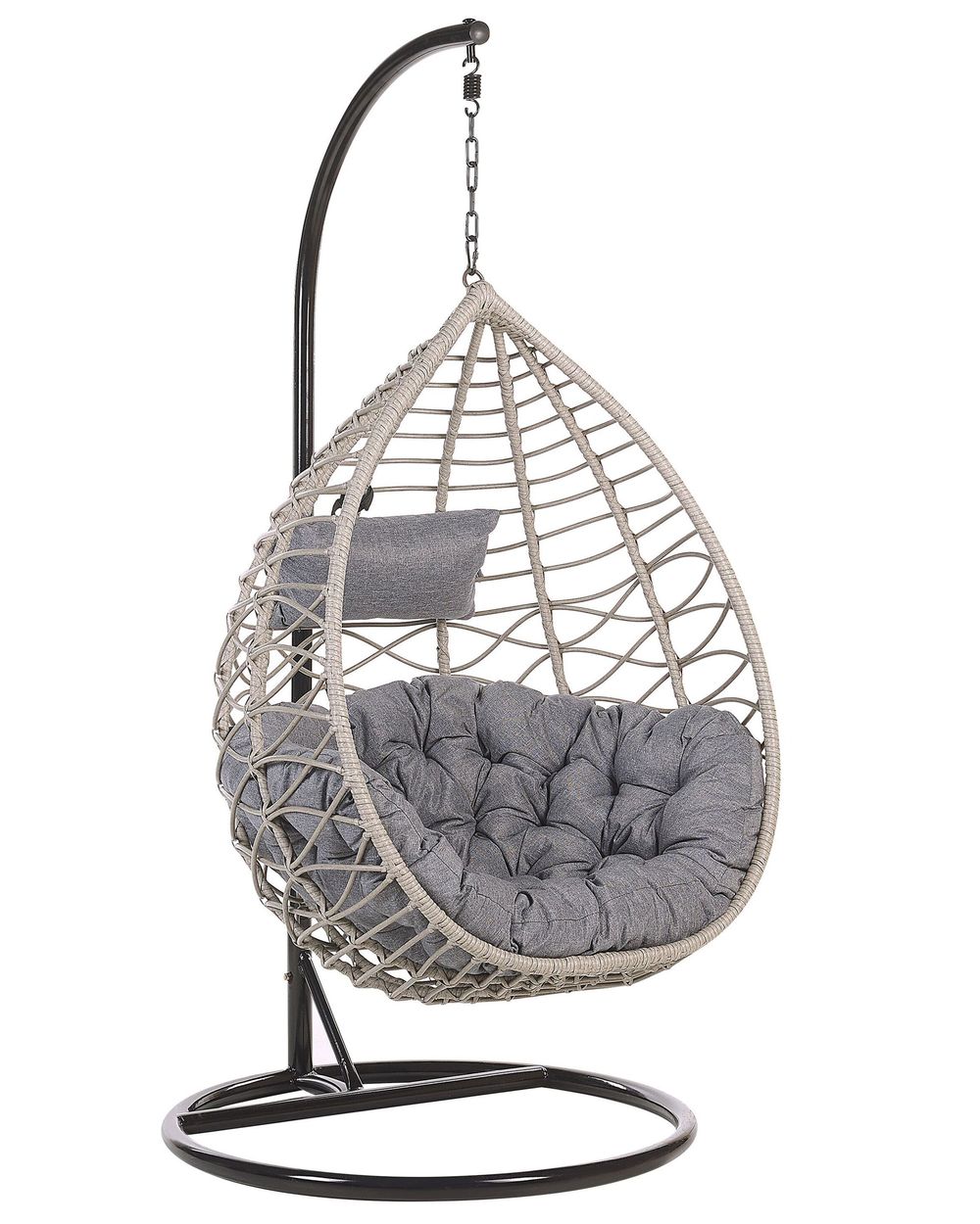 Hängesessel mit Gestell ARSITA Polyrattan Grau