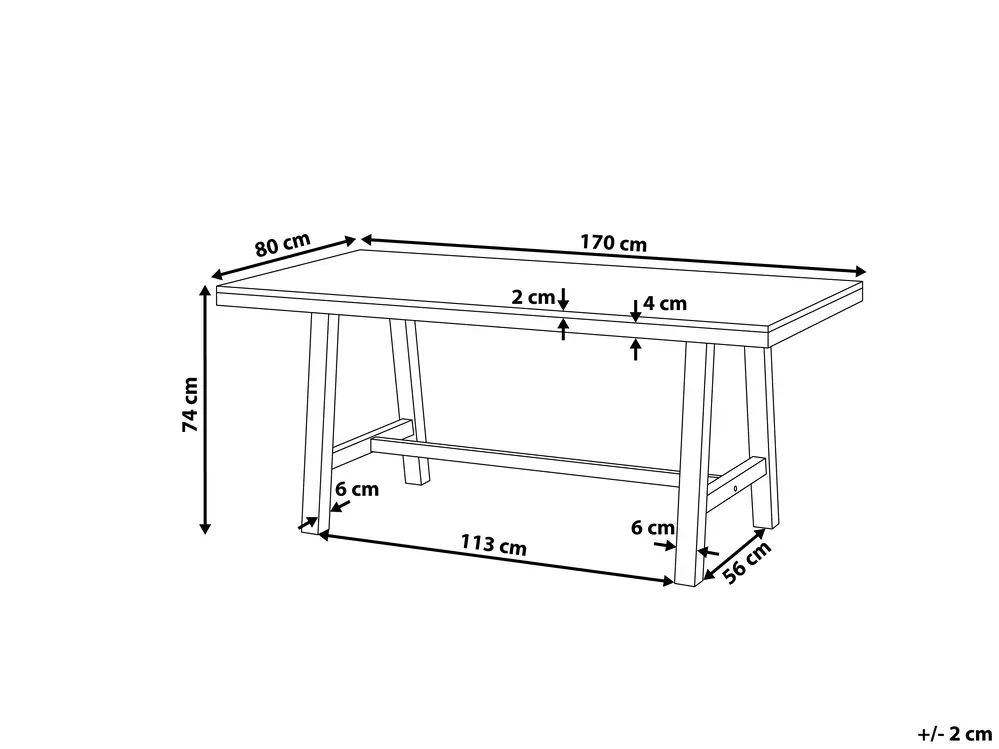 Garden Dining Table SCANIA 170 cm 80 cm Acacia Wood White_809014