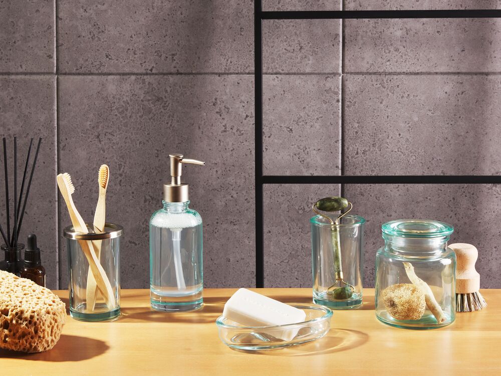 5-Piece Bathroom Accessories Set AMARGA Glass Green