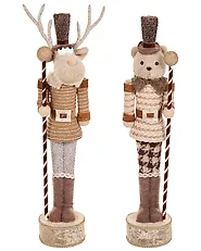 Set of 2 Figurines HAMARI 66/68 cm Bear Reindeer Beige_1156741