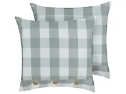 Set of 2 Decorative Cushions TAMNINE 45 x 45 cm Mint Green Checked_1183086