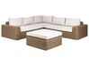 Lounge Set Rattan braun 6-Sitzer modular Auflagen cremeweiß PALERMO_927912