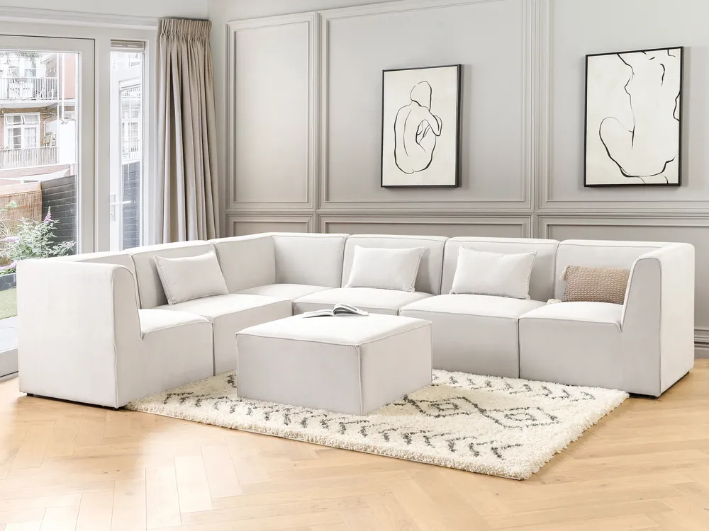 Ottoman LEMVIG Corduroy Off-White_876482
