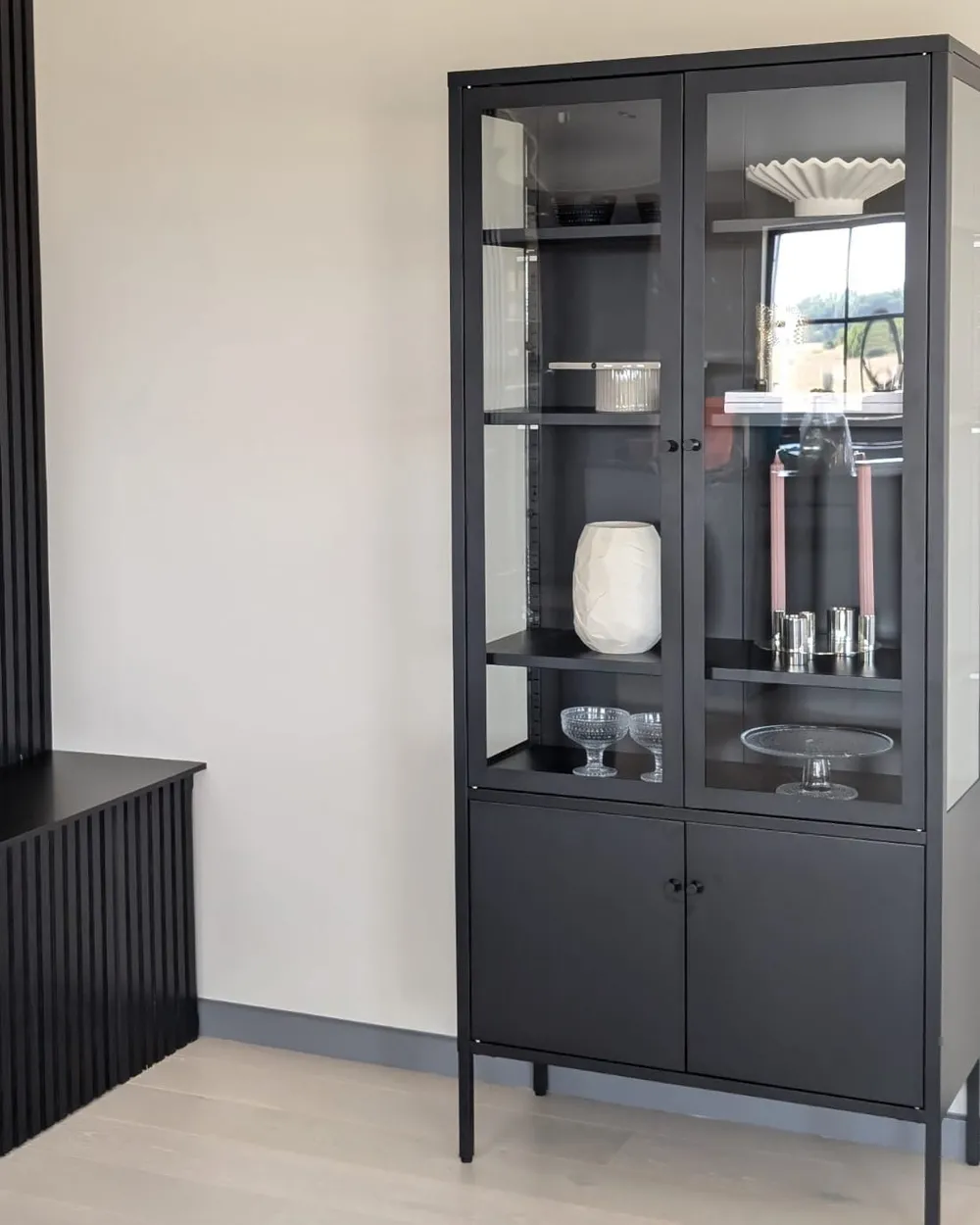 Glass Display Cabinet OXTED Metal 80 cm Black