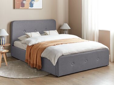 Fabric EU Double Size Ottoman Bed Dark Grey RENNES