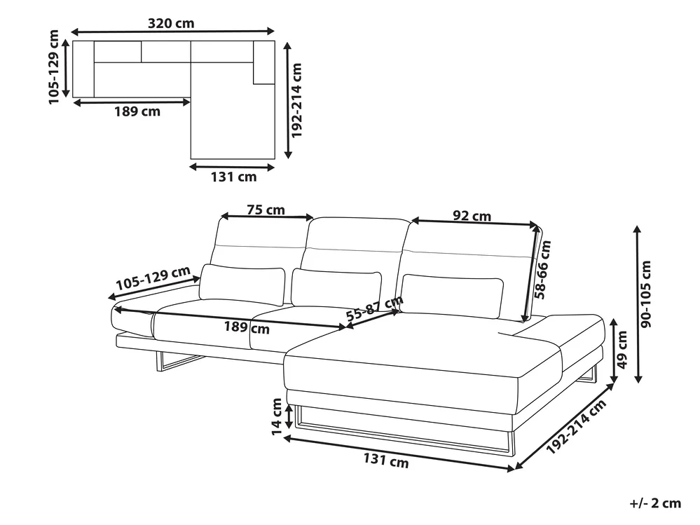 Corner Sofa 4 Seater IKAST Corduroy Beige Left Hand_959925