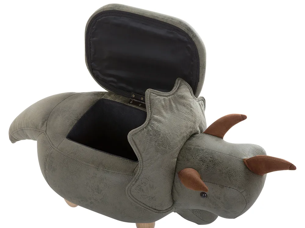 Pufa zwierzak ze schowkiem TRICERATOPS Dinozaur Ciemnozielony_750890