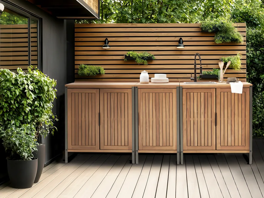 Outdoor Kitchen Cabinet IVREA Brown Certified Acacia Wood
