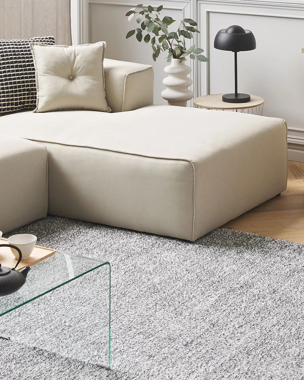 Tapis à poils longs DEMRE Gris 140 x 200 cm_1176987