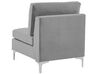 Left Hand 4 Seater Modular Velvet Corner Sofa with Ottoman Grey EVJA_789045