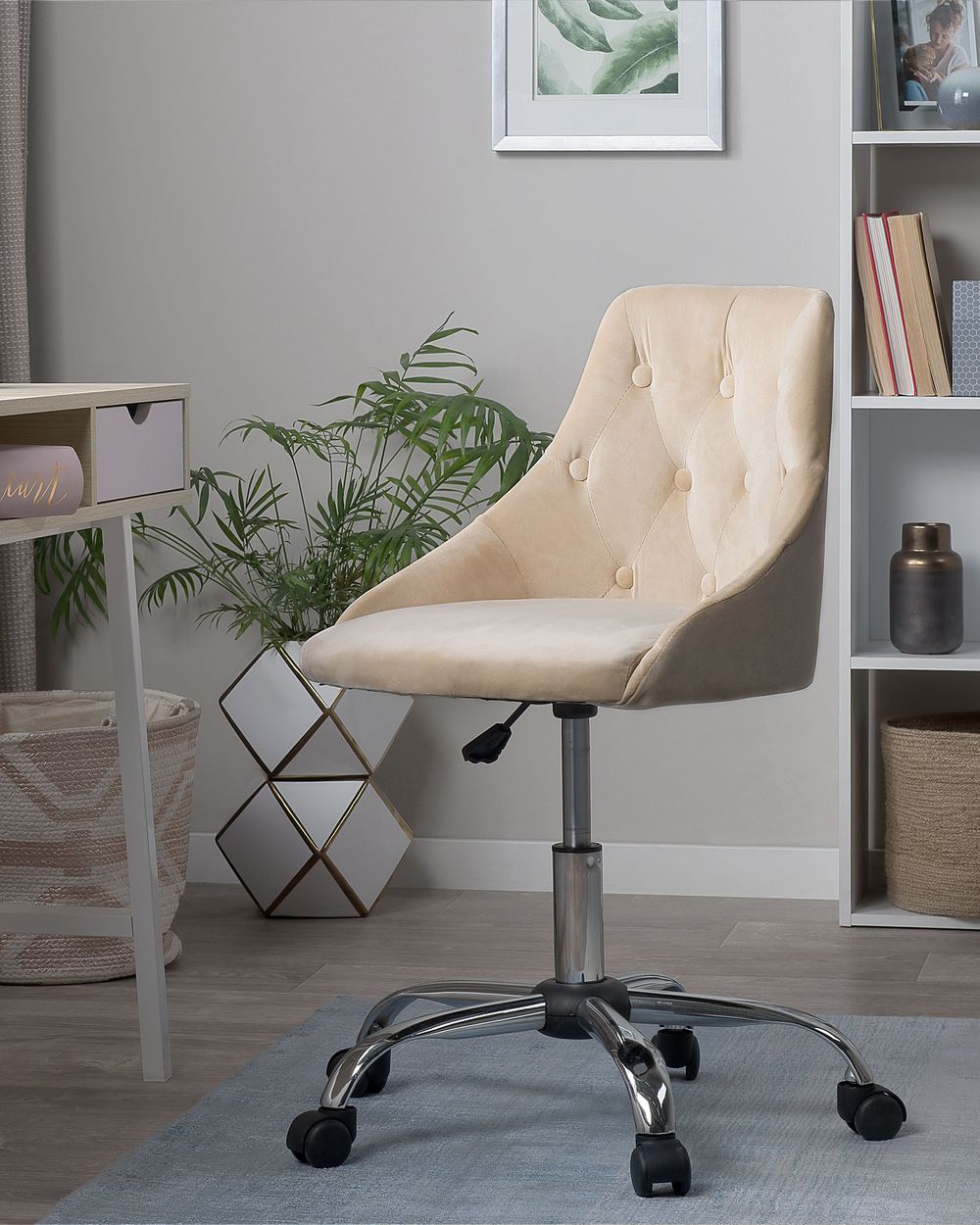 Desk Chair Velvet Beige PARRISH Beliani
