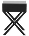 Tavolino Da Notte Con Cassetto Scanalato E Gambe Inclinabili, Stile Mid-Century, Nero, 30x39x61 Cm