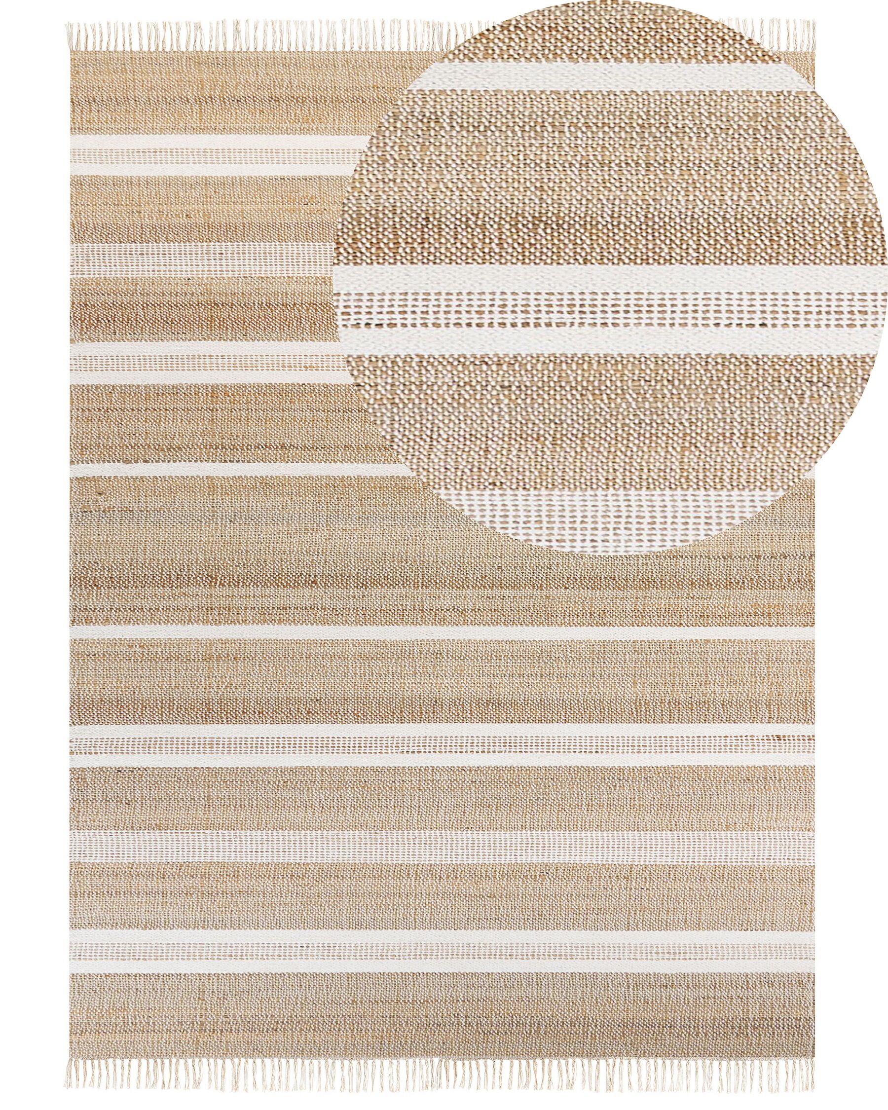 Jutový koberec  160 x 230 cm béžový/bílý TALPUR_845622